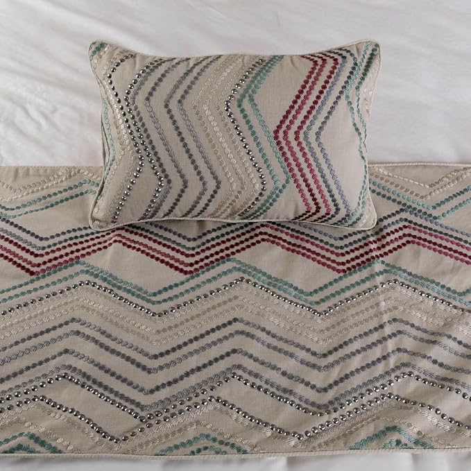 The HomeCentric King Queen Twin Beige Linen Bed Runner & Decorative Throw - Image 5