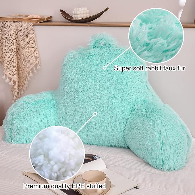 Holawakaka Standard Faux Fur Bed Rest Pillow - Image 6