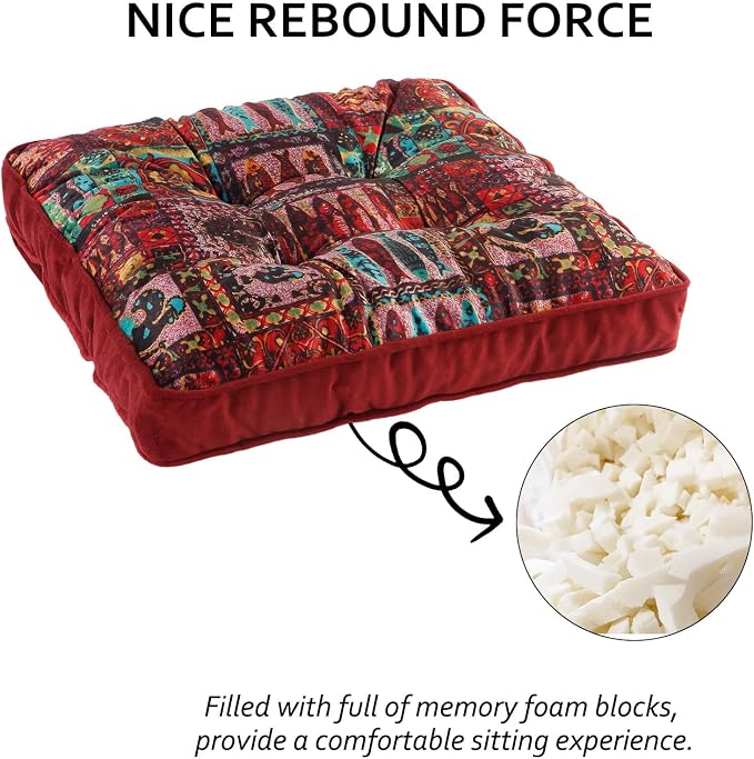 Bohemian Square Seat Cushions for Kitchen Dining Living Tea Room, 16.5" x 16.5" - Image 4