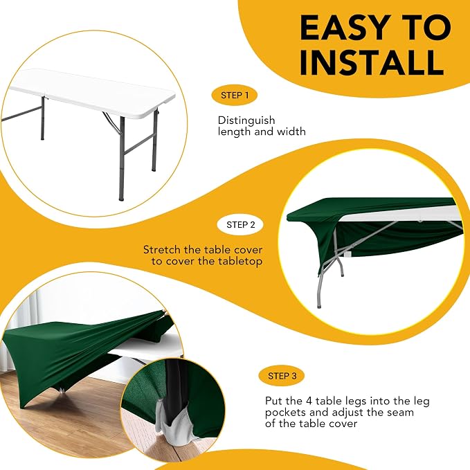 6-Pack Premium Hunter Green Spandex Tablecloths - Image 8
