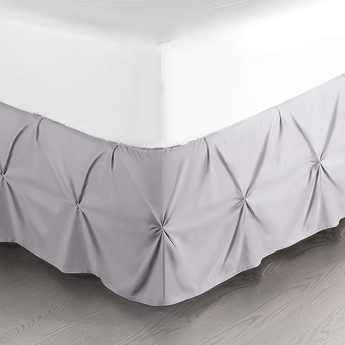 Nestl Grey Lavender Bed Skirt King Size, Pinch Pleat King Bed Skirt, Hotel by Nestl