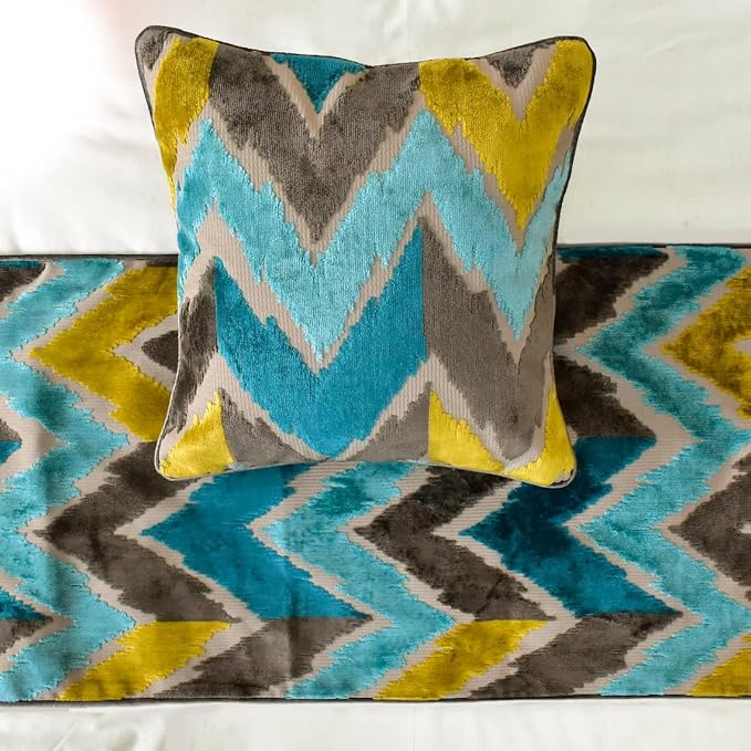 The HomeCentric King/Queen/Twin Blue Decorative CA King 86"x18" Bed Runner - Image 2