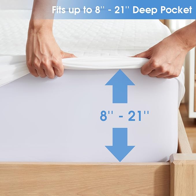 Hanherry 100% Waterproof Mattress Protector King Size, Mattress Cover 3D Air - Image 4