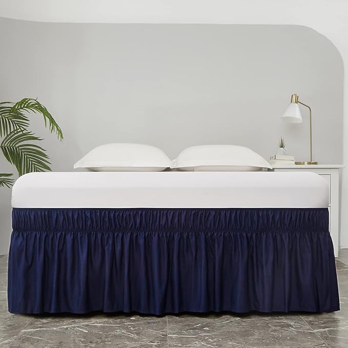 MEILA Wrap Around Bed Skirt Three Fabric Sides Elastic Dust Ruffled 24 Inch - Image 2