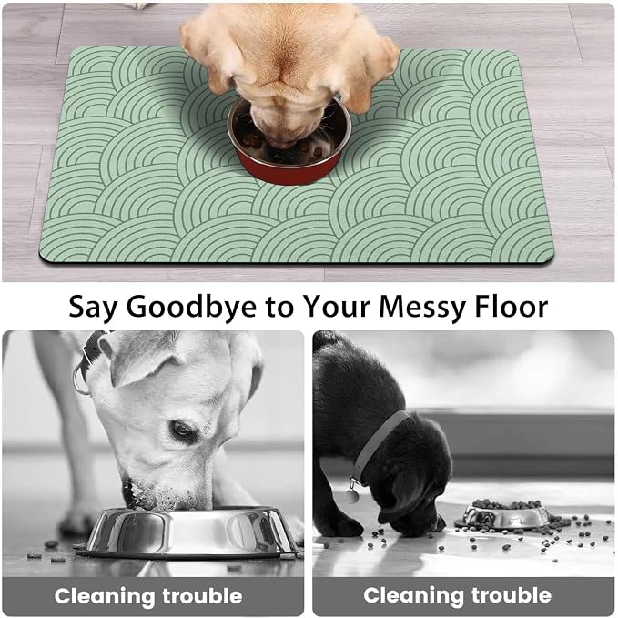Dog Food Mat for Floors, Absorbent and Quick-Drying Pet Cat Food Mat, - Image 2