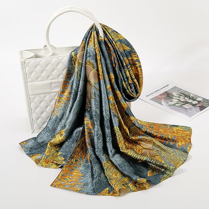 Fashion Scarves Scarf 100% Silk Feeling Scarf Silk Like Scarves Long - Image 3