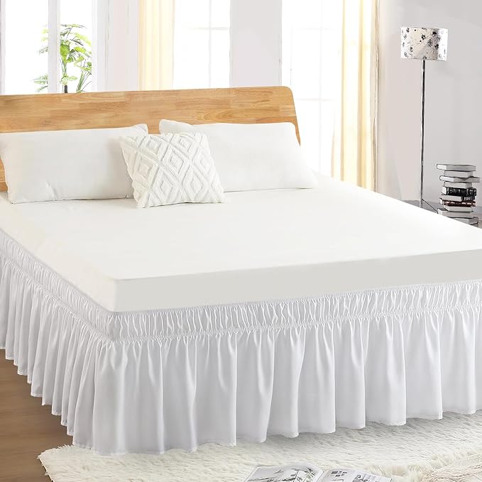 Queen Bed Skirt, Elastic Wrap Around Bed Skirt Queen Size, Bed Skirts - Image 5