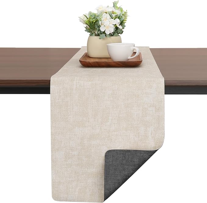 Table Runners 94 Inches Long, Dual-Sided Faux Leather Farmhouse Table Runner by Chitomars