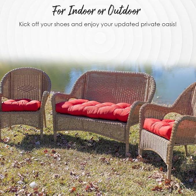 RSH DECOR: Tufted U-Shape Wicker Seat Cushions Set of 2 | 19” x 19” | - Image 8