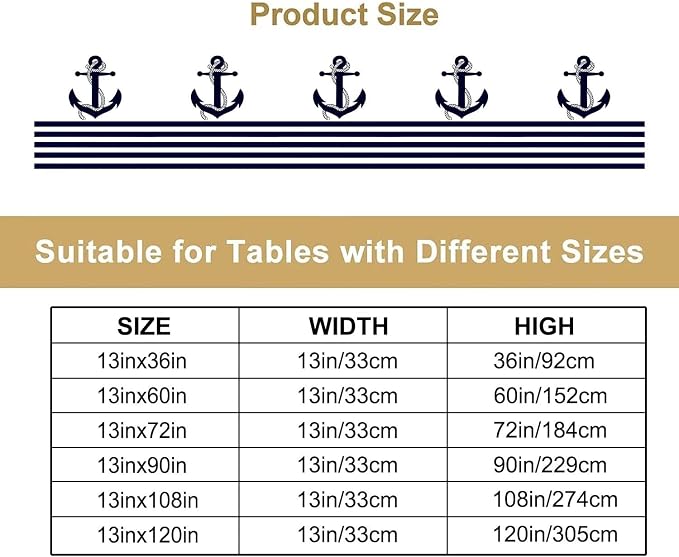 Nautical Anchor Table Runner Vintage Geometric Stripe Modern Sea Adventure - Image 4