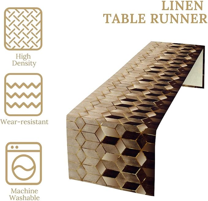 Geometric Marble Table Runner, 13x60 Inch - Image 5