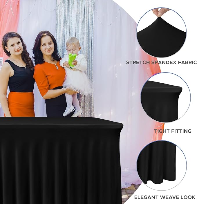Nasitos Black Rectangle Tablecloths, 2 Pack - Image 2