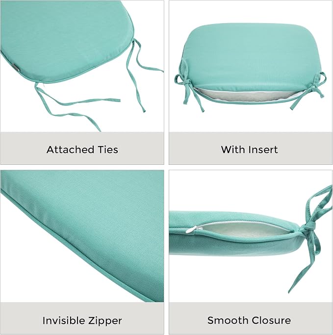Outdoor Chair Cushions Set of 2, Patio Seat Cushion 17"x16"x2", U-Shaped Dining - Image 5