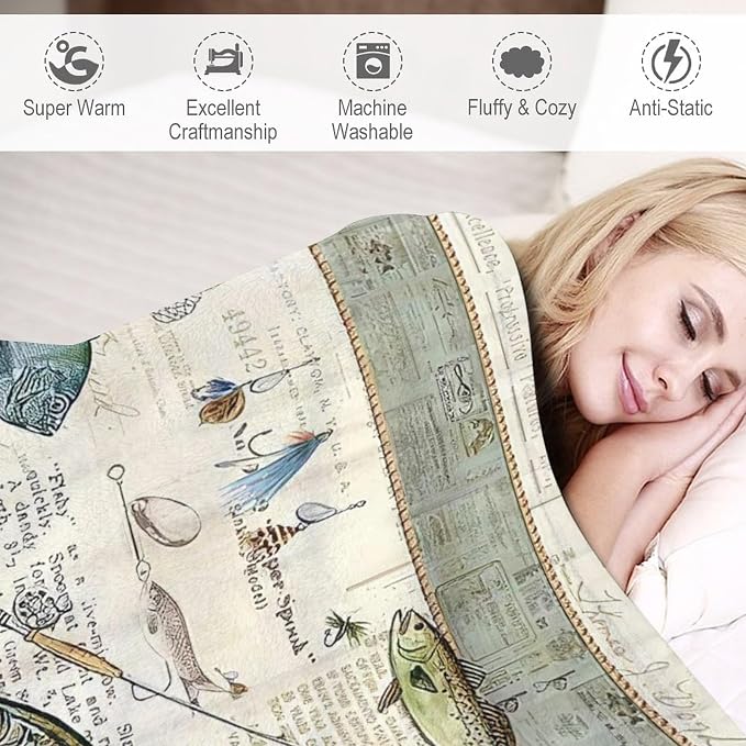 Fishing Blanket Fishing Gifts for Men Fish Throw Blanket Fishing Blanket for - Image 6