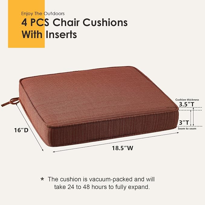 Outdoor Square Corner Seat Cushion, 18.5"x16"x3", Non Slip Seat Cushion Pads - Image 5