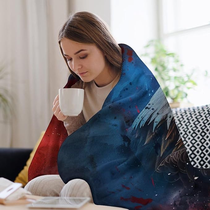 American Flag Bald Eagle Throw Blanket Patriotic Print Blankets Gifts Couch - Image 5