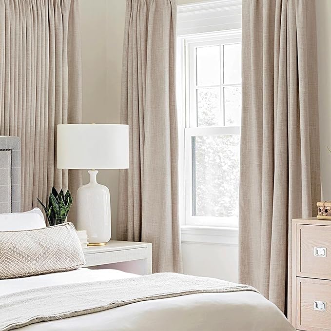 MIULEE Linen Textured Curtains Solid 100% Blackout - Image 2
