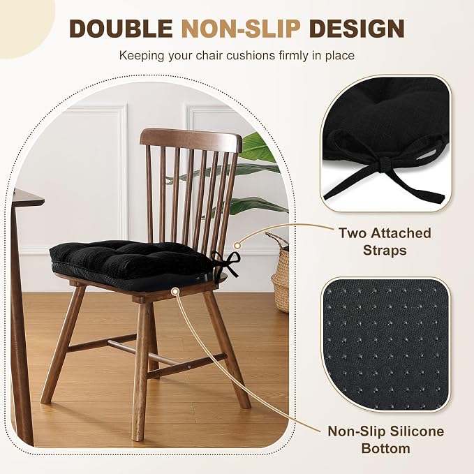 downluxe Indoor Chair Cushions for Dining Chairs, Tufted Overstuffed Textured - Image 4