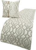 The HomeCentric King/Queen/Twin Ivory & Silver Decorative King 90"x18" Bed by TheHomeCentric