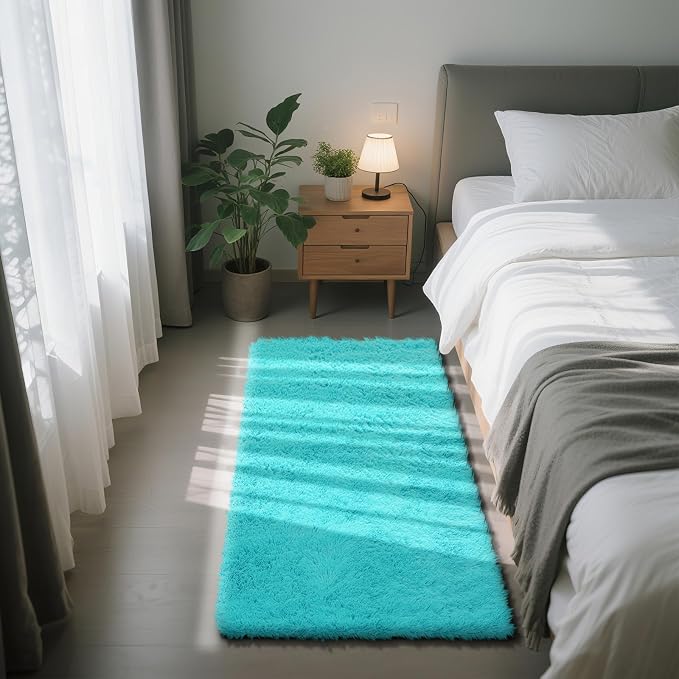 Teal Blue Rug Fluffy Rugs, 2x4 Teal Area Rugs by Yongyangjuxi