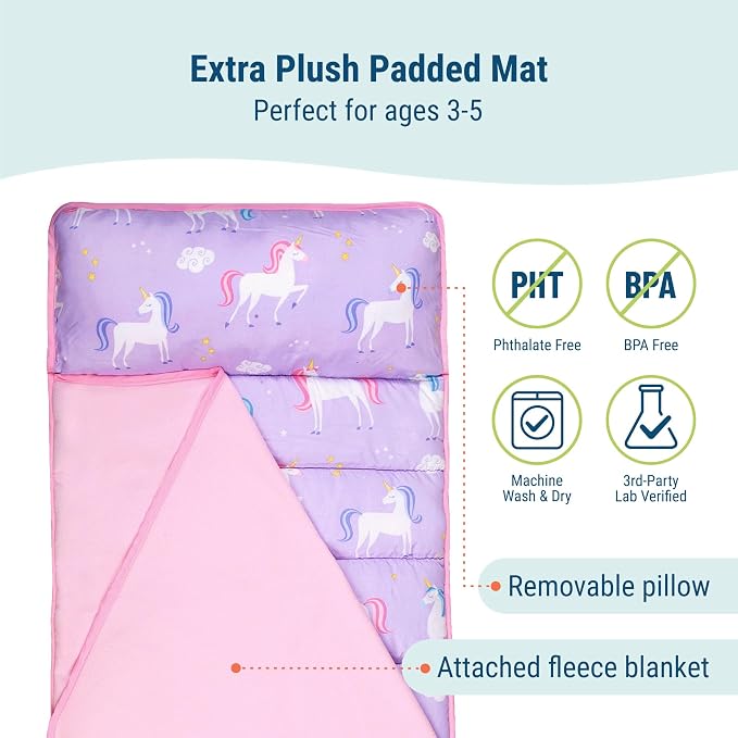 Wildkin 43-inch Kids Nap Mat – Soft Microfiber Toddler Sleeping Mat - Image 3