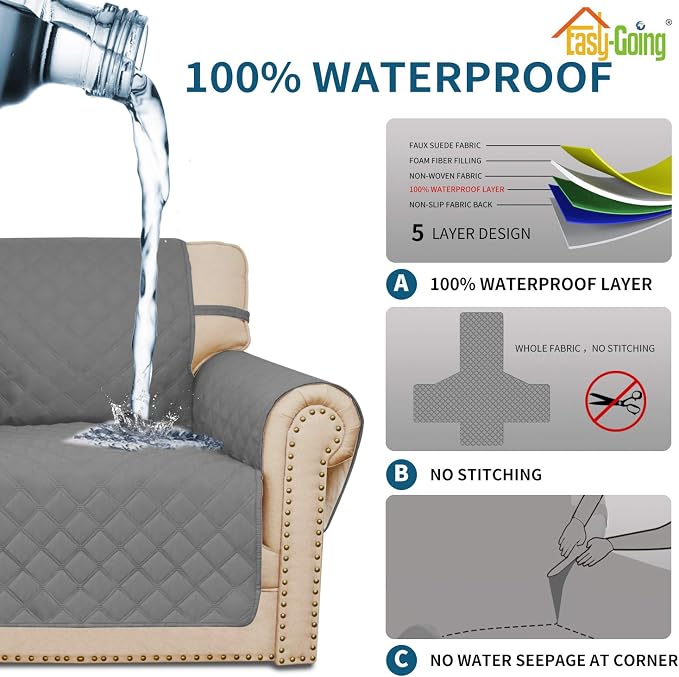 Easy-Going Sofa Slipcover Loveseat Cover Waterproof Couch Cover Washable Sofa - Image 3