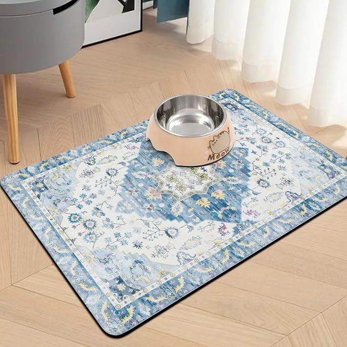 Pet Food Mats for Floor, Absorbent Dog Mat for Food and Water Dispenser Mat - Image 2