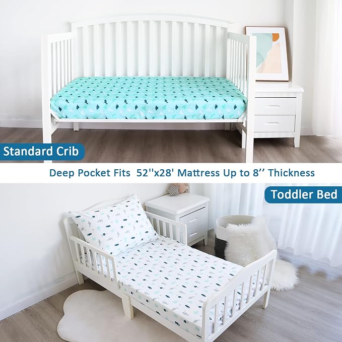 Crib Sheets for Boys or Girls 2-Pack, Fitted Crib Sheet 52'' x 28'' for - Image 5
