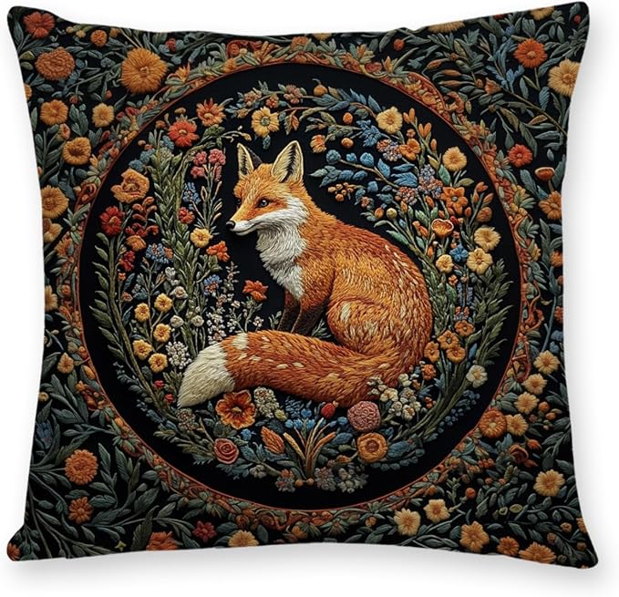 YOU FOUND ME William Morris Abstract Vintage Floral Velvet Fox Design Throw by Unknown