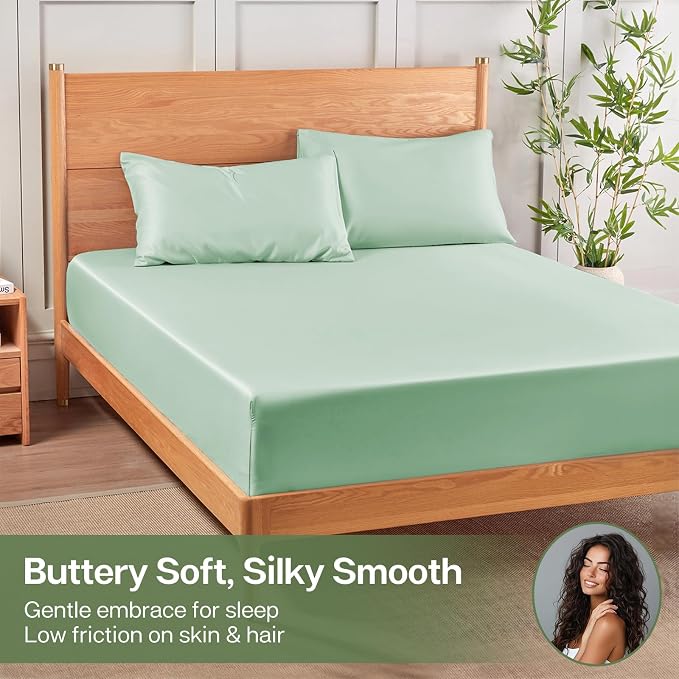 MR&HM King Fitted Sheet Only, Ultra-Soft Rayon Derived from Bamboo & Polyester - Image 4