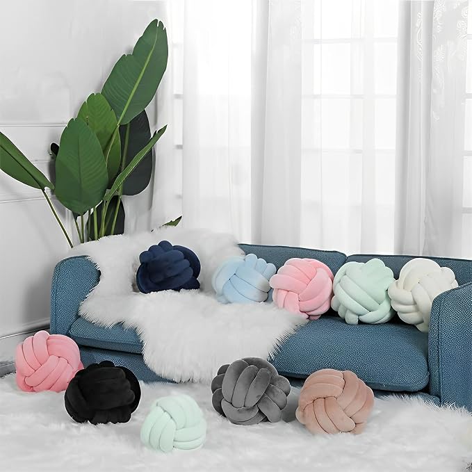 Knot Ball Pillows, Round Throw Pillow Cushion Home Decoration Soft Plush Pillow - Image 6