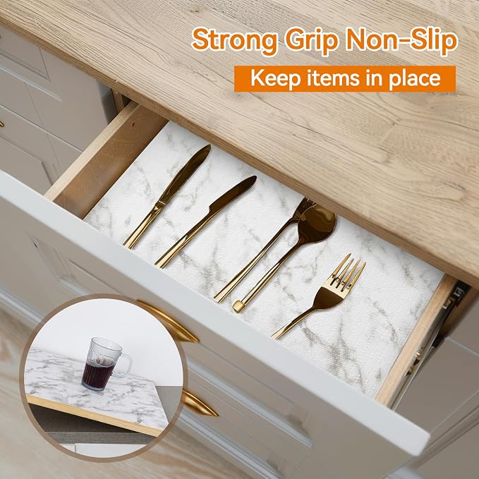 Shelf and Drawer Liner for Kitchen Cabinets Non-Adhesive, Strong Grip Non-Slip - Image 2