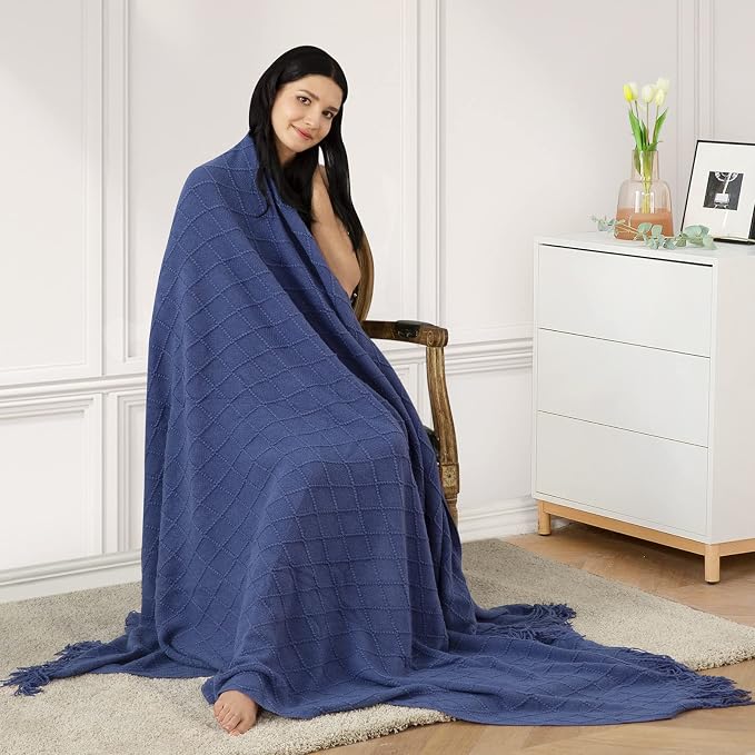 inhand Navy Blue Throw Blanket for Couch and Bed, Soft Living Room Home Decor - Image 2