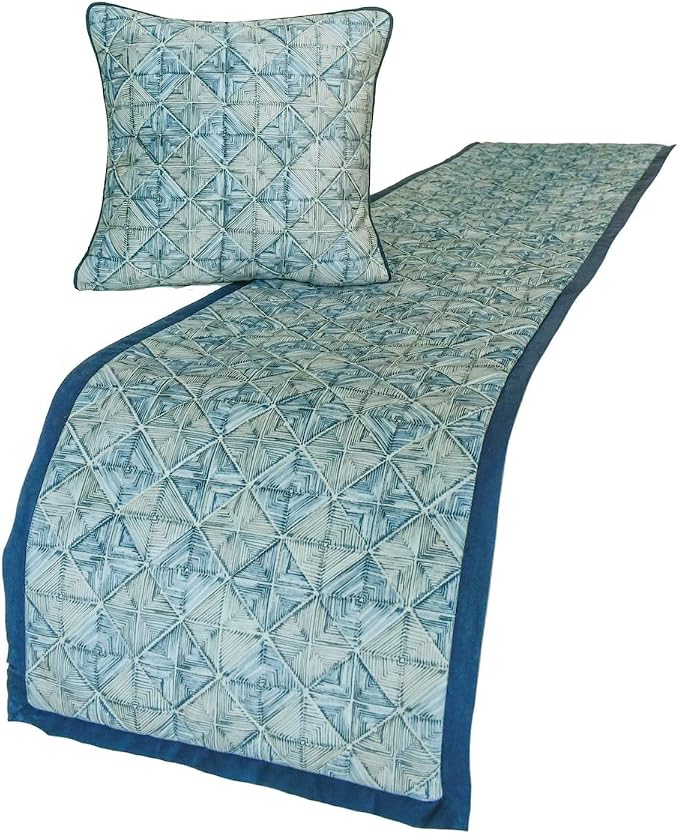 The HomeCentric King/Queen/Twin Blue Designer King 90"x18" Bed Runner by TheHomeCentric