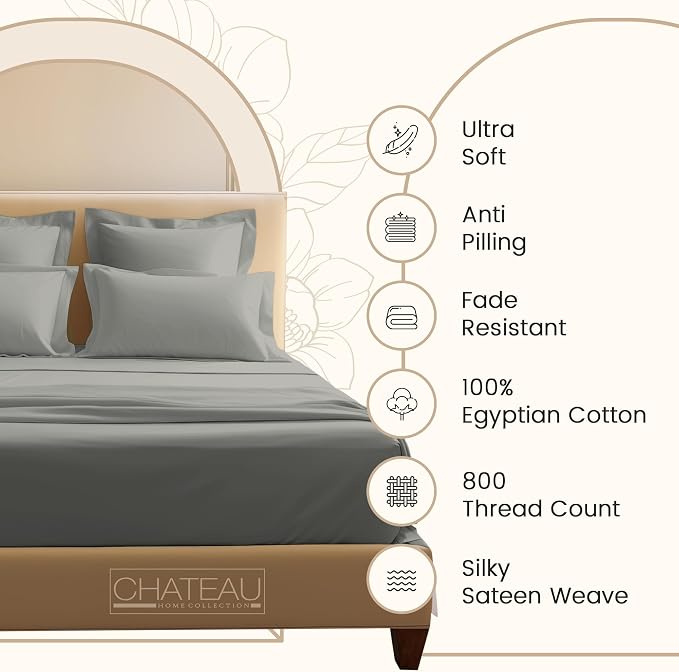 100% Cotton Sheets King Size Sheets Set, 800 Thread Count Sateen Weave Luxury - Image 4