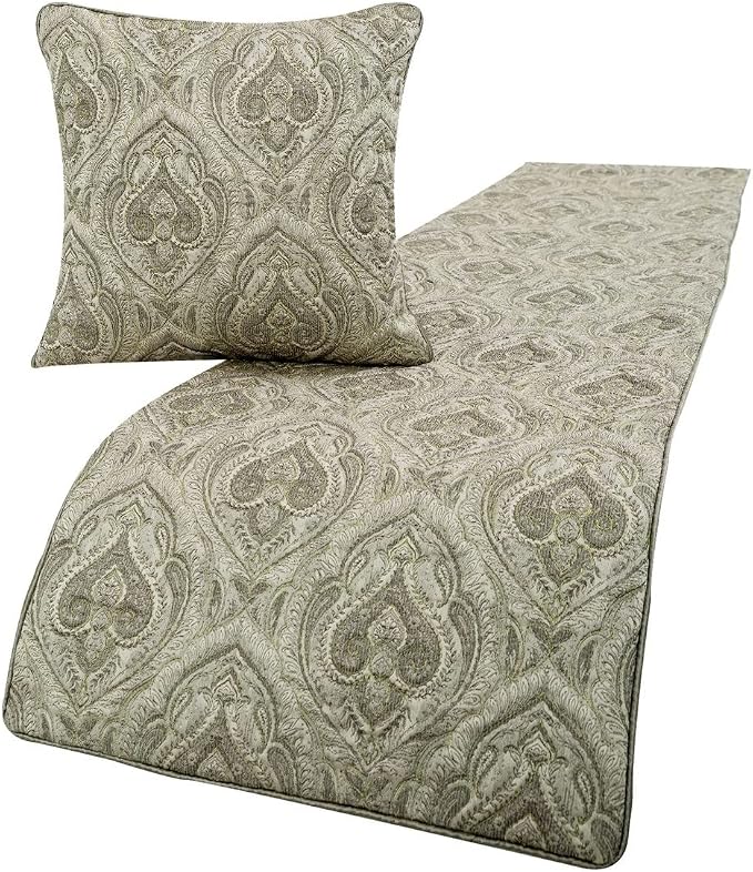 The HomeCentric King/Queen/Twin Grey Decorative King 90"x18" Bed Runner by TheHomeCentric