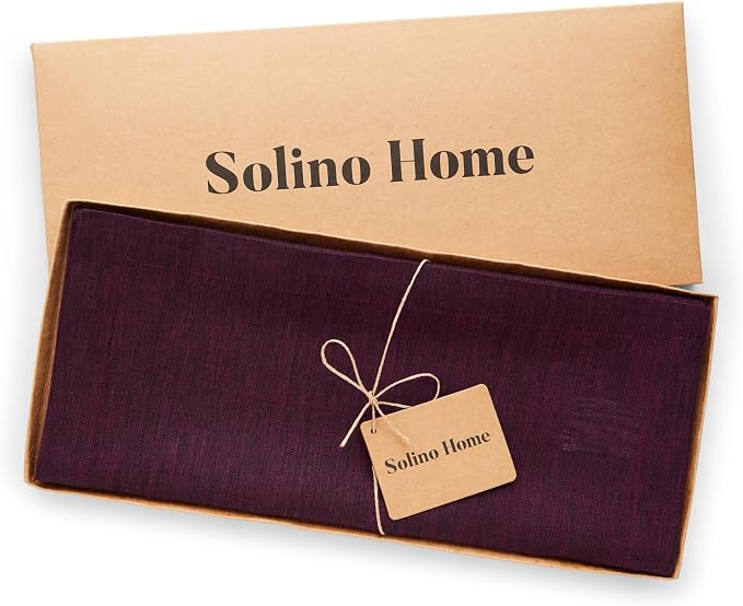Solino Home Linen Chambray Burgundy Table Runner 108 Inches Long - Image 5