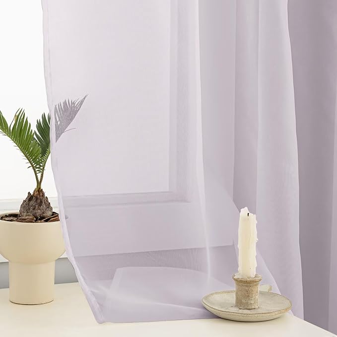 Sheer Curtains 72 Inches Long 2 Panels, Rod Pocket Short Curtain - Image 5