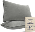 2 Pack Velvet Decorative Throw Pillow Covers, Dove Grey, Contrast Piping by BLAUMARIT%C3%89
