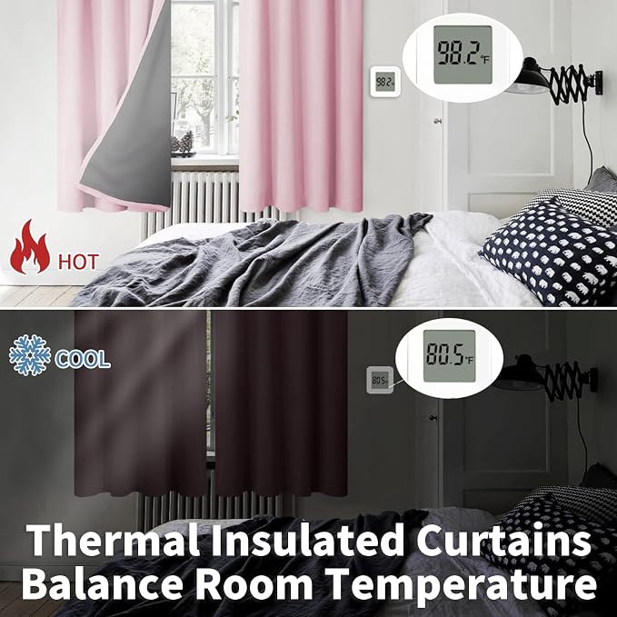 BGment Pink Short Blackout Curtains - Image 4