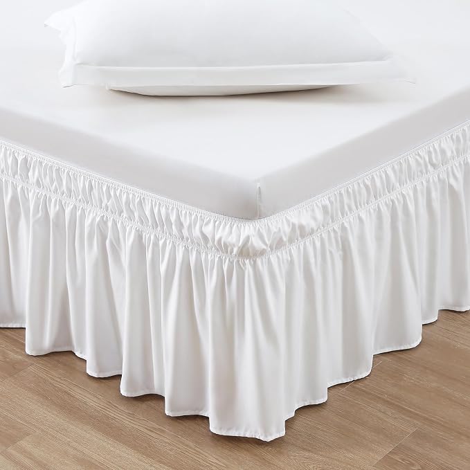 MEILA Wrap Around Bed Skirt Three Fabric Sides Elastic Dust Ruffled 18 Inch by MEILA