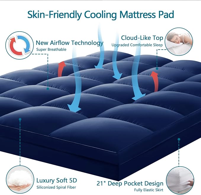CHOKIT Full Mattress Topper, Extra Thick Pillow Top Mattress Pad - Image 3