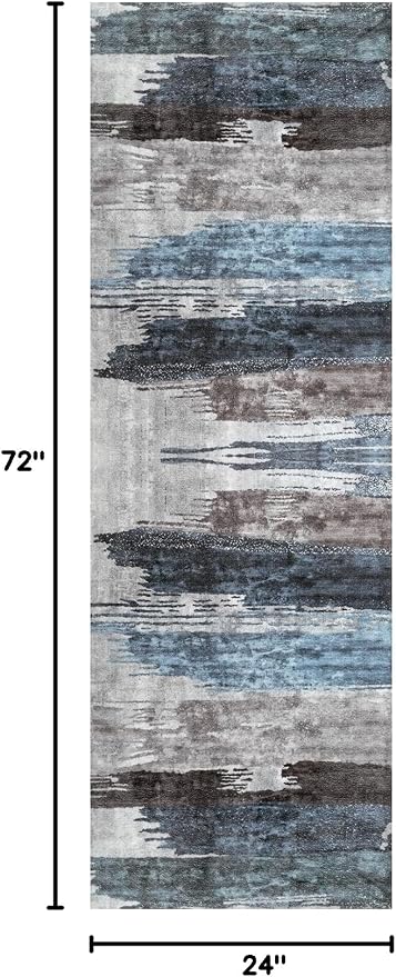 Ciicool 2x6 Washable Runner Rug, Modern Abstract Hallway Rugs Runner, Non-Slip - Image 2