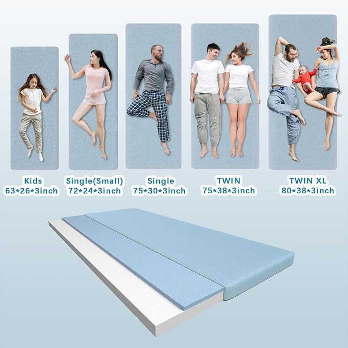 KingChii CertiPUR-US Memory Foam Camping Mattress, Portable Roll Up Travel Car - Image 5