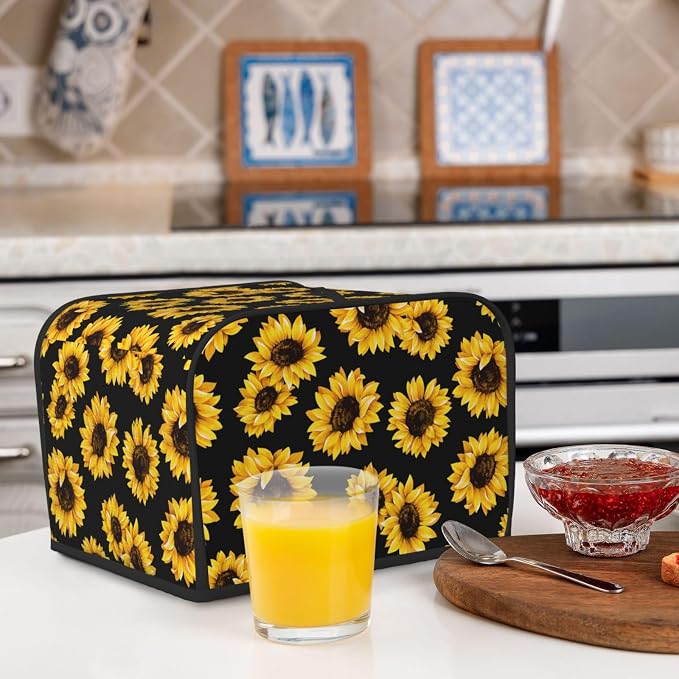 Sunflower Stylish Black 4 Slice Toaster Cover, Waterproof Toaster Dust Cover - Image 7