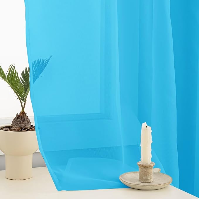 Sheer Curtains 72 Inches Long 2 Panels, Rod Pocket Short Curtain - Image 5