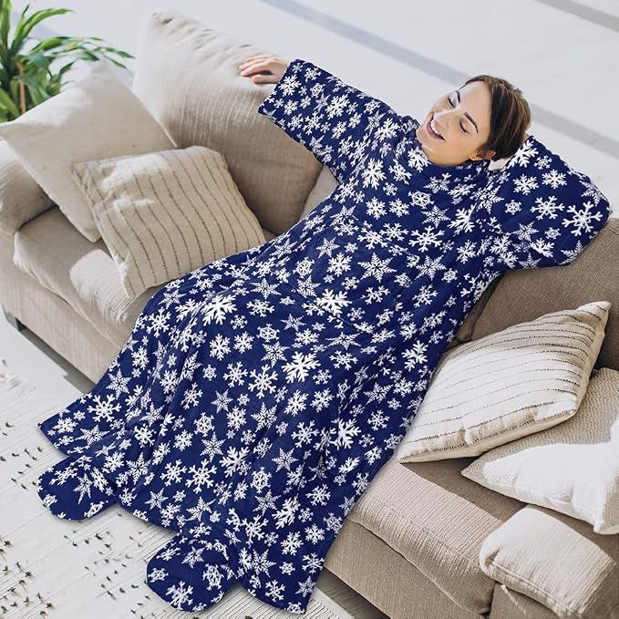 PAVILIA Fleece Blanket with Sleeves, Foot Pockets - Image 3
