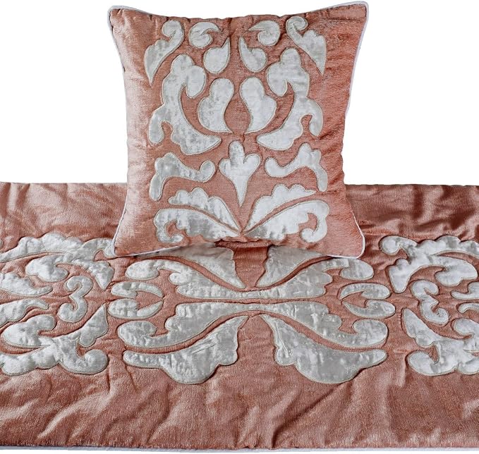 The HomeCentric Handmade Peach & Ivory King 90 x 18 inch Bed Runner Without - Image 2