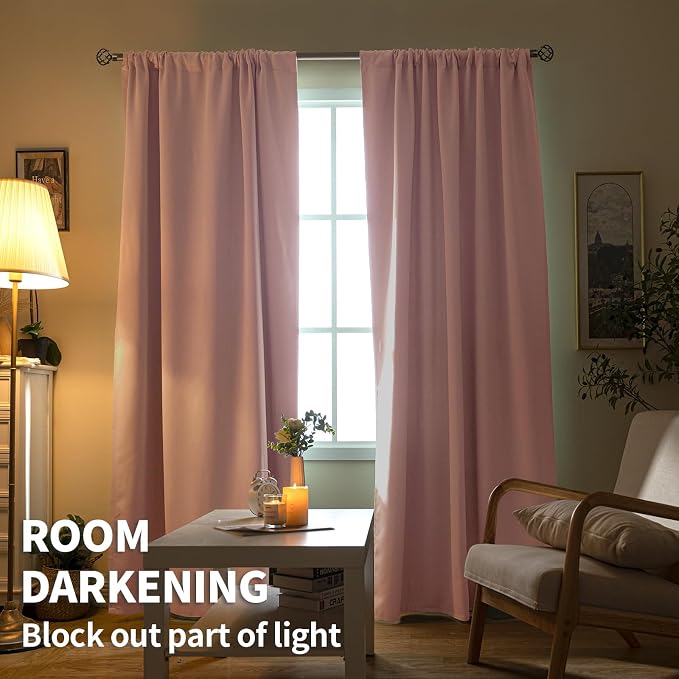 BGment Baby Pink Room Darkening Curtains - Image 5
