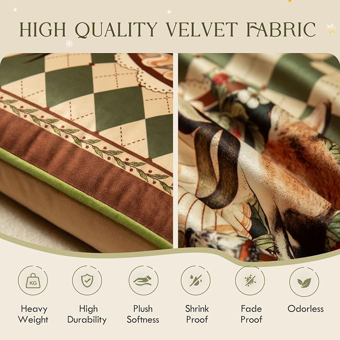 Grandmillennial Checkered Pillow Cover, Velvet Euro Sham Covers Decorative - Image 3